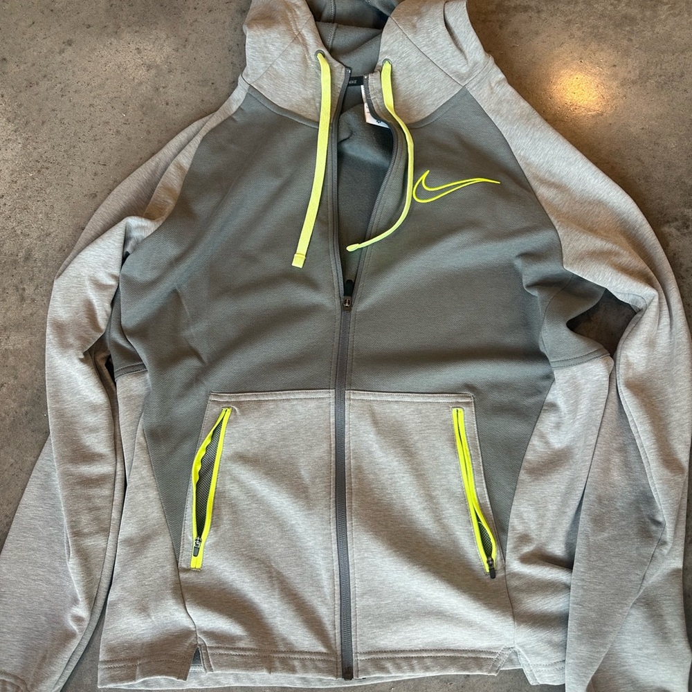 Nike Women's Gray and Yellow Hoodie Jacket